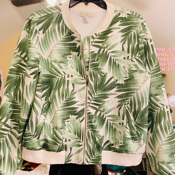 Forever 21 Jackets & Blazers - Forever 21 Palm Leaf Bomber (0X) PLUS